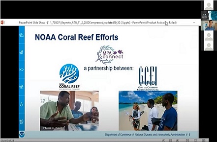 Rear Admiral Tim Gallaudet of NOAA speaking at a virtual Gulf and Caribbean Fisheries Institute conference.