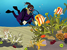 Cartoon image of a coral reef ecosystem