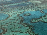 An aerial view of the Great Barrier Reef in Australia.
