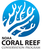NOAA Coral Reef Conservation Program logo with blue bubble and white branching coral inside.